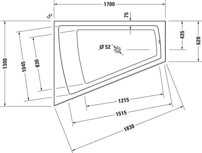 Immagine prodotto Duravit Vasca da bagno PAIOVA 1700x1300mm, 1 pendenza posteriore a sinistra bianco (225 l, 170 cm, 130 cm)