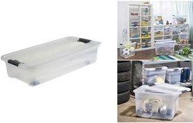 OKT Crystal Box" storage box, with castors, 33 litre Box and lid: natural-transparent / Clips:... (33 l)