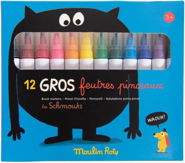 Image du produit Moulin Roty 12 feutres pinceaux, Les Schmouks (Coloré, 12 x)