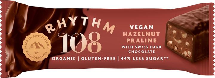 Actual product image Rhythm 108 Deeelicious Swiss Dark Chocolate Hazelnut Praline Bar Bio (33 g)