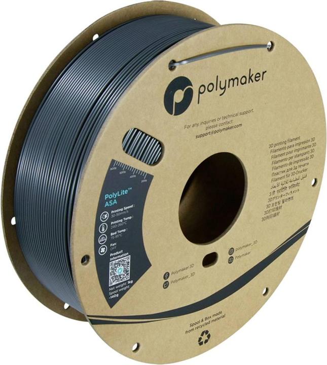 Immagine prodotto Polymaker PF01037 Grigio Scuro Filamento ASA resistente ai raggi UV, agli agenti atmosferici e al calore (ASA, 1.75 mm, 1000 g, Grigio)