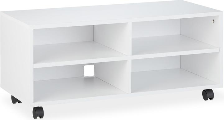 Image du produit Relaxdays Meuble TV avec 4 compartiments sur roues (80 x 35 x 35 cm)