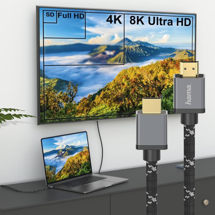 Immagine prodotto Hama Cavo HDMI™ ad altissima velocità, certificato, maschio-maschio, 8K, alluminio, 5,0 m (5 m, HDMI)