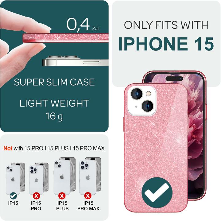 Immagine prodotto Nalia Copertina glitterata (Apple iPhone 15)