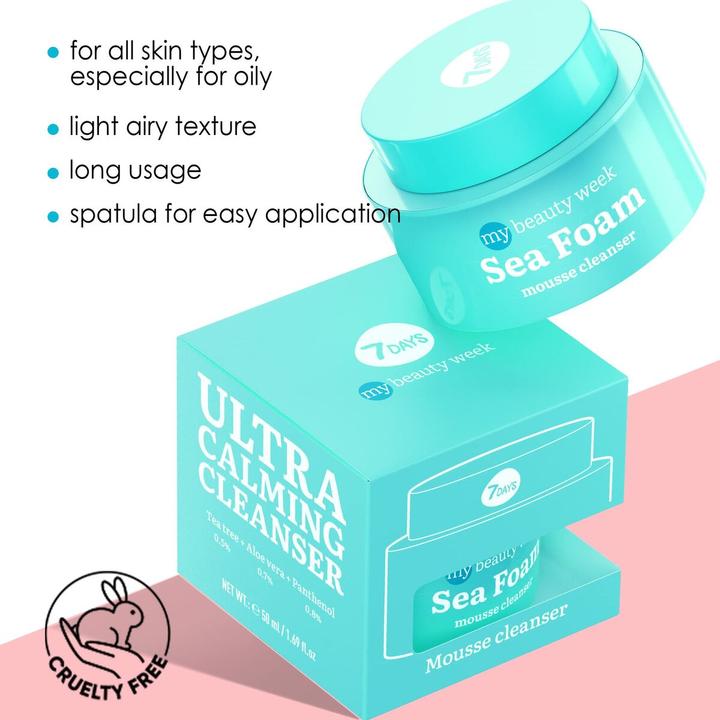 Produktbild 7Days Aloe Vera Face Cleanser mit Panthenol und Teebaum für Frauen 50ml Meerschaum Mousse (Schaum, 50 ml)