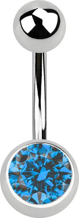 Image du produit Star Piercing Banane argentée avec boule et cristal boule bleu clair (Acier chirurgical 316L, sans laiton)