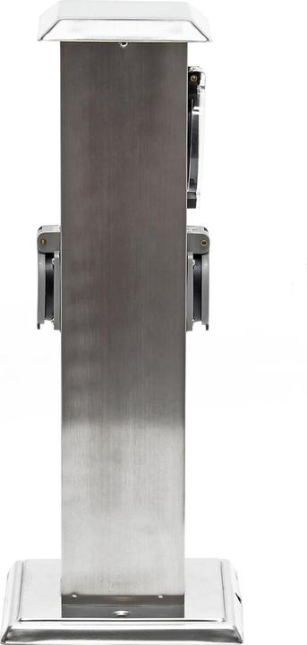 Actual product image Wiltec Outdoor Double-socket Socket Strip 2 Sockets Stainless Steel Housing IP44 Timer without Cable
