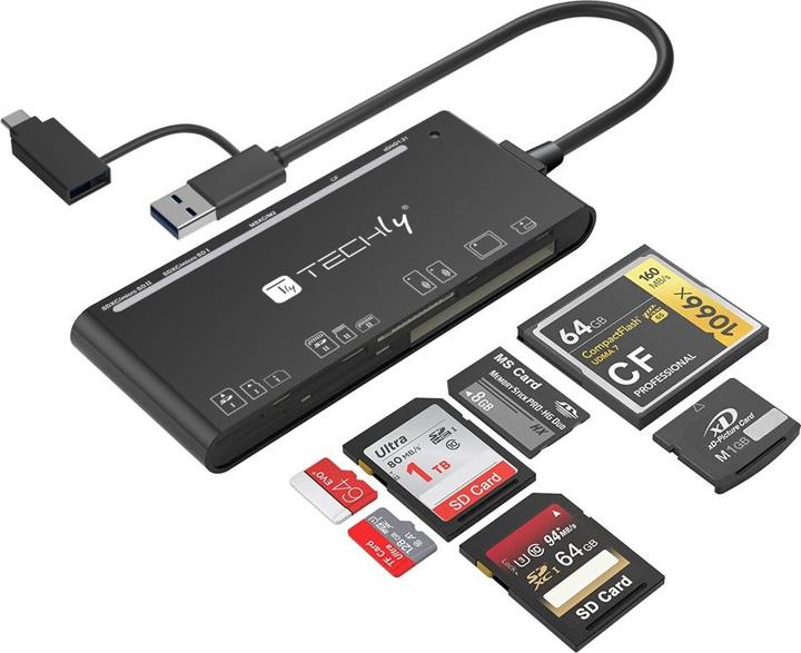 Immagine prodotto Techly Lettore multi-card USB-A e USB-C (Tipo-B)