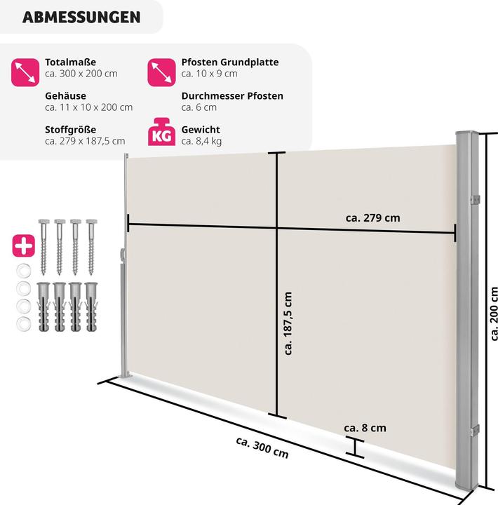 Immagine prodotto tectake Tenda laterale (3 m)