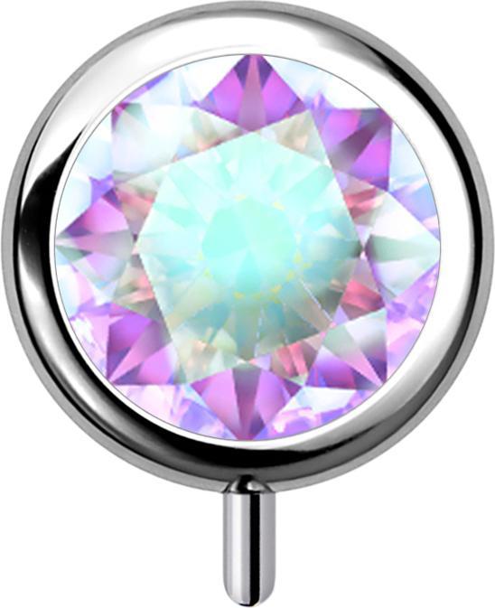 Image du produit Star Piercing Threadless cylindre argenté front cristal multicolore (sans laiton, Titane G23)