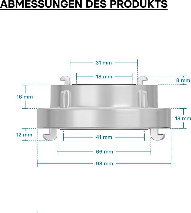 Actual product image Wiltec Storz Reducer Coupling C/52 mm to D/25 mm (Hitch, 52 mm)