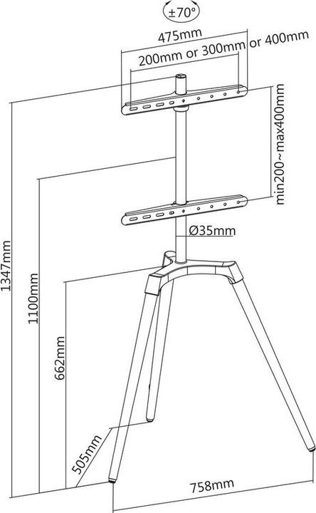 Actual product image Xantron Tripod TVS-T400B (Universal, 65", 35 kg)