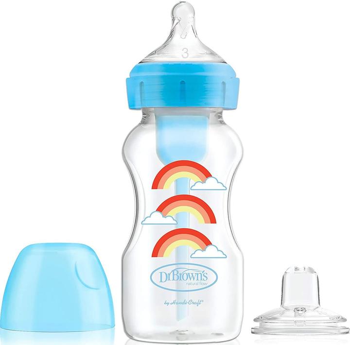 Dr Browns Brede fles met speen en mondstuk 270 ml regenboog vanaf 6 maanden (270 ml)
