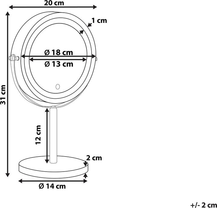 Produktbild Beliani Kosmetikspiegel silber mit LED-Beleuchtung ø 20 cm VERDUN
