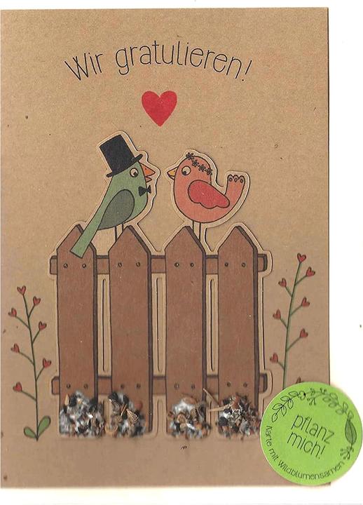 Image du produit Die Stadtgärtner Carte de voeux de mariage avec graines de fleurs oiseau (1 pcs)