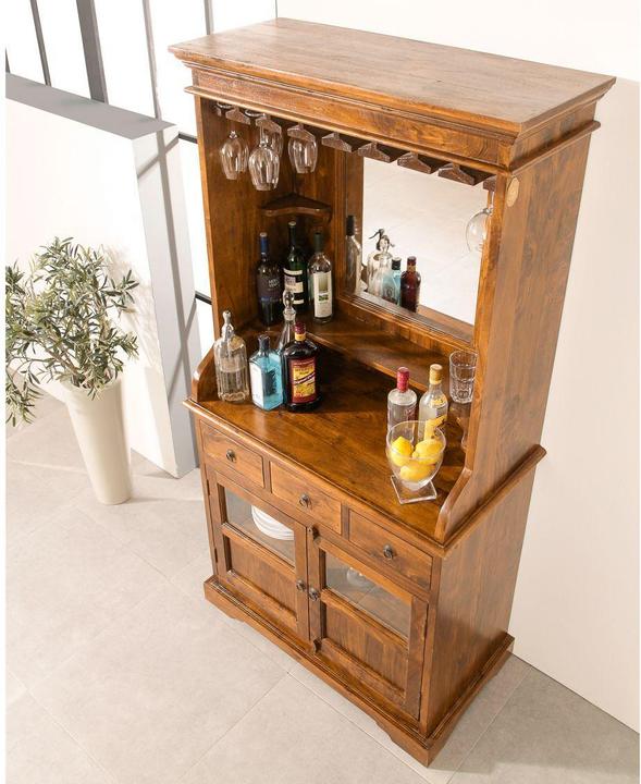 Produktbild Floki24 Barschrank im Kolonialstil, Akazie 97x52x193 OXFORD - hellbraun