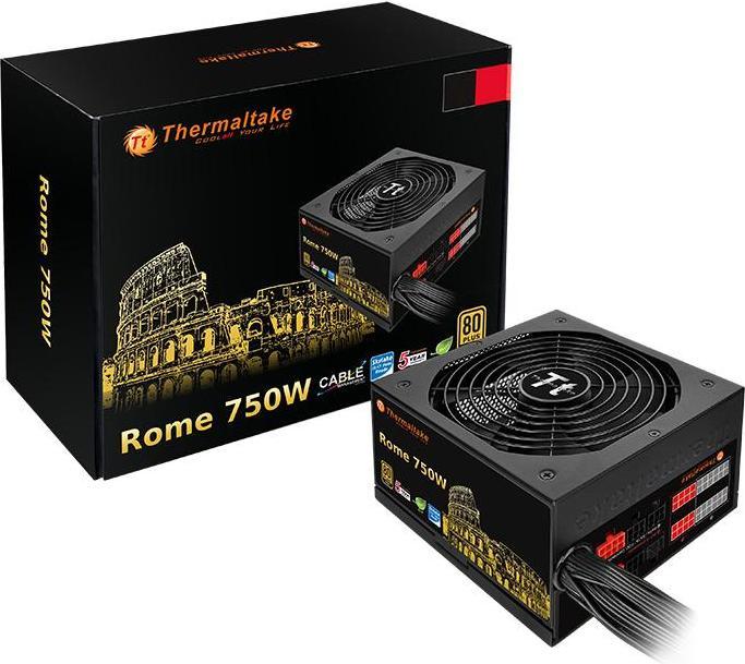 Produktbild Thermaltake Rome 750W Netzteil 80Plus GOLD zertifiziert 14cm Luefter, ATX 12V V2.3 u. EPS 12V, flache Kabel,... (750 W)