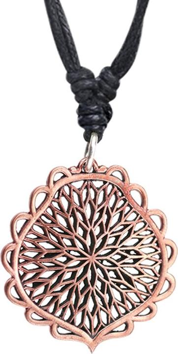 Star Piercing Halskette schwarz Anhänger rosegold Blume des Lebens mit Blätter (ohne Messing, Kupfer)