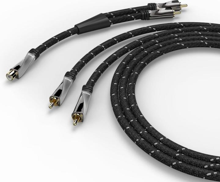 Actual product image Avinity Subwoofer cable + adapter Cinch-Kup. - 2 Cinch-St., fabric, gold-plated, 6 m (6 m, Cinch)