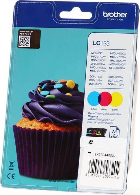 Actual product image Brother LC-123 Rainbow Pack (M, Y, C)