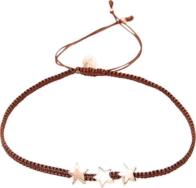 Leyda Armband Stern (21 cm, Silber 925, vergoldet 750 / 18 K Gold, Baumwolle)