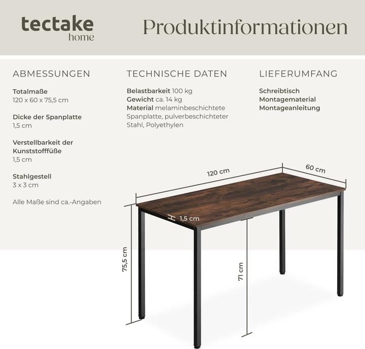 Produktbild tectake Vanport (120 x 60 x 75.5 cm)