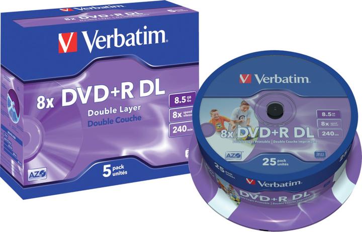 Produktbild Verbatim DVD+R, Double Layer, 8x, 8.5GB, 25er Spindel (25 x)