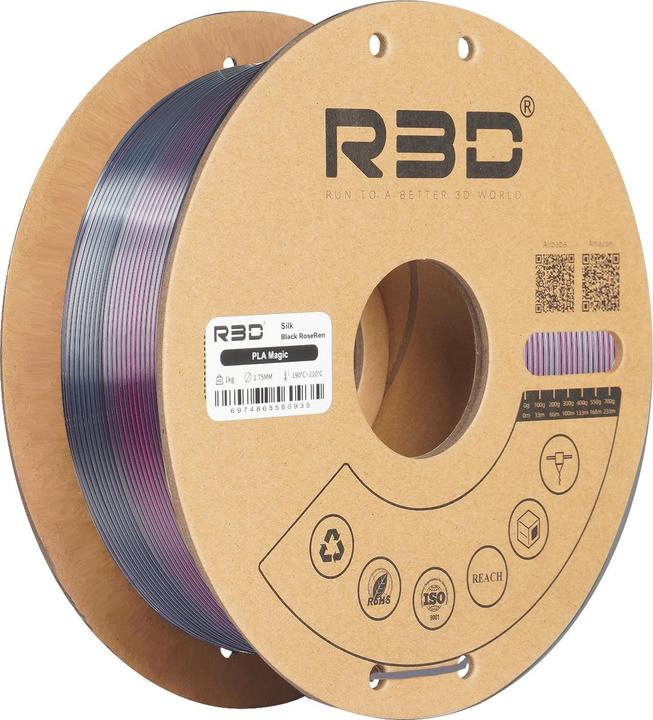 Image du produit R3D eSilk Magic-PLA Filament Rouge Rose-Noir 1.75mm 1Kg (PLA, 1.75 mm, 1000 g, Multicolore)