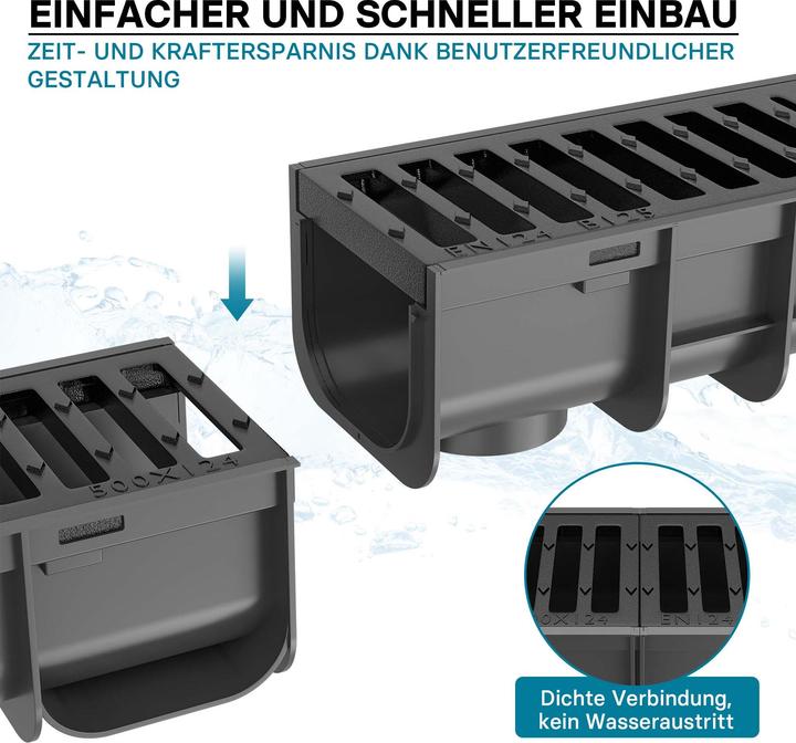 Actual product image Wiltec Drainage channel 1m Cover grating 12.5t Cast iron drainage channel Drainage channel