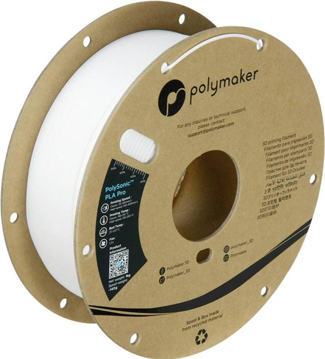 Actual product image Polymaker PolySonic High Speed PLA PRO (PLA+, 1.75 mm, 1000 g, White)