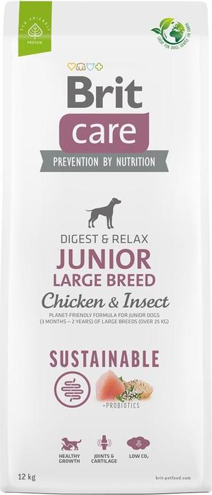 Produktbild Brit Care Dog Sustainable Junior Large Breed Chicken & Insect - Hundetrockenfutter - 12 kg (Junior, 1 Stk., 12000 g)