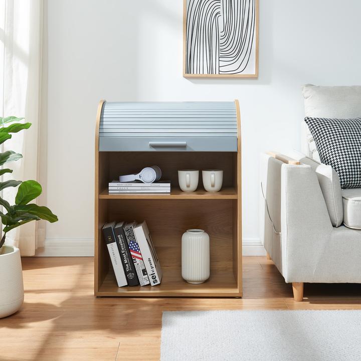 Image du produit En.Casa Rollladenschrank Kavlinge 80x60x40 cm Bambus/Grau (80 x 60 x 40 cm)