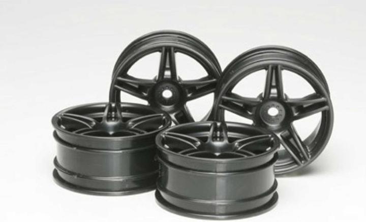 Actual product image Tamiya Twin 5-Spoke Wheels 4pcs black (26mm +4)
