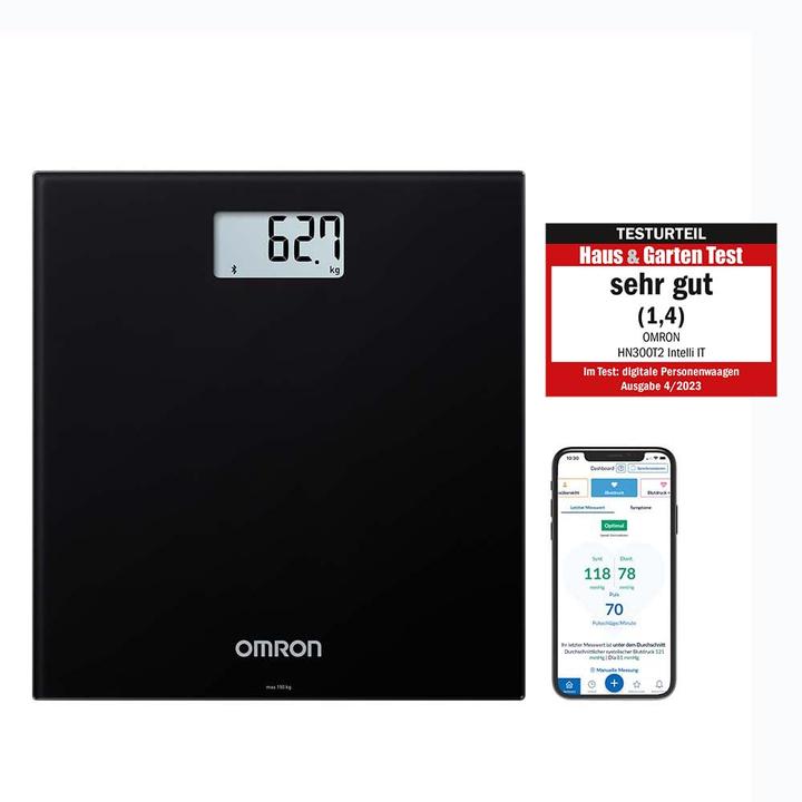 Produktbild Omron HN300T2 Intelli IT Rectangle Black Electronic personal scale (150 kg)