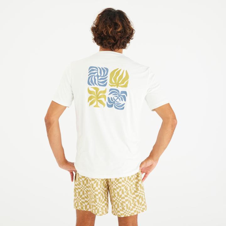Produktbild Olaian UV-Shirt Surfen Herren UV-Schutz UPF50+ Whiteflower weiss (L)