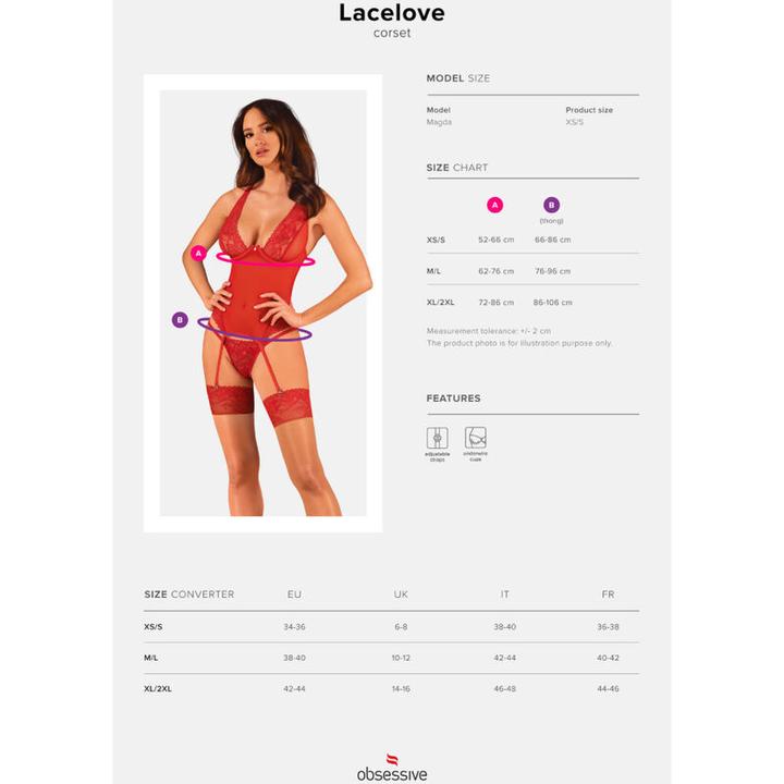 Actual product image Obsessive Lacelove Corset Red Xl/Xxl (XXL)