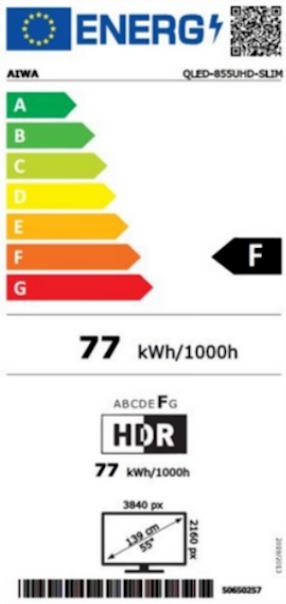 Energy Label Aiwa QLED-855UHD-SLIM (55", QLED, 4K)