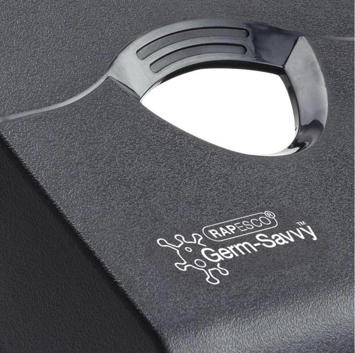 Actual product image Rapesco 1631 Germ-Savvy Anti-Bacterial, HD865-P 2-Cavity Punch, 63 Sheet Punching Capacity, Black
