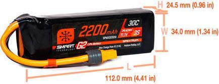 Actual product image Spektrum 2200mAh 3S 11.1V Smart G2 LiPo 30C IC3 (11.10 V, 2200 mAh)