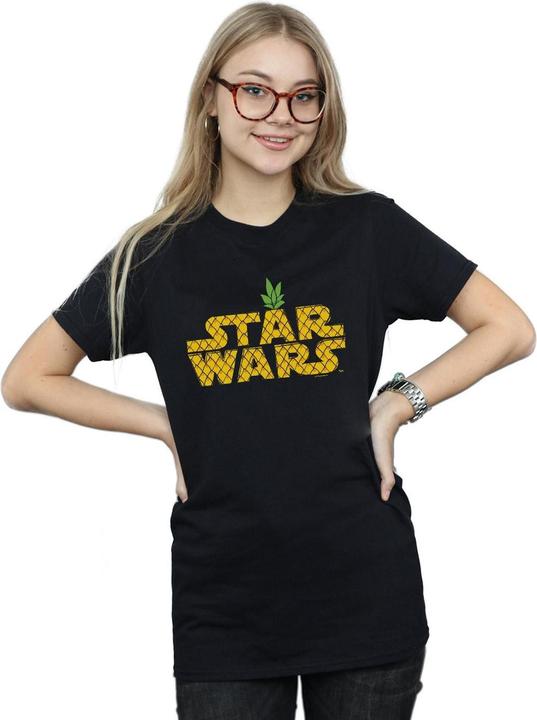 Actual product image Star Wars Womens/Ladies Pineapple Logo Cotton Boyfriend T-Shirt (4XL)