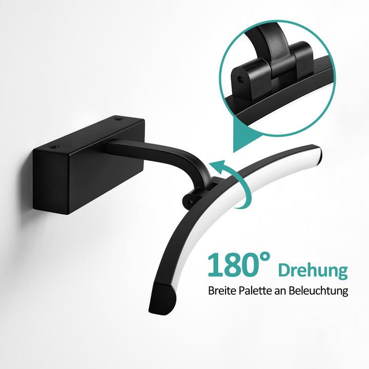 Image du produit Emke Applique pour miroir, lampe de salle de bain, 180° rotative, 4000K, 40cm, noir
