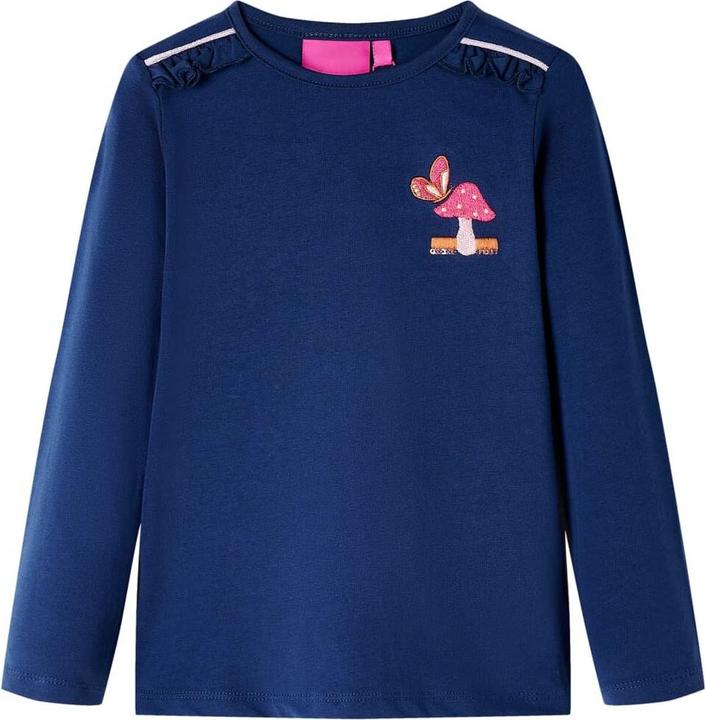 VidaXL Kinder-Langarmshirt Marineblau 128,Material: 95 % Baumwolle (128)