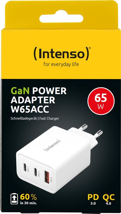 Image du produit Intenso Adaptateur 1x USB-A vers 2x USB-C GAN blanc (65 W)