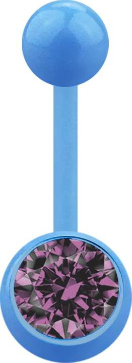 Produktbild Star Piercing Banane hellblau mit Kugel und Kugel Kristall hellviolett (Acryl, ohne Messing)