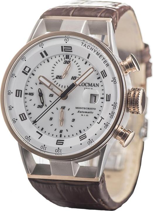 Produktbild Locman Italy Herrenuhr Montecristo Automatik weiss/roségold PVD 44 mm Ref. 051 (Analoguhr, 44 mm)
