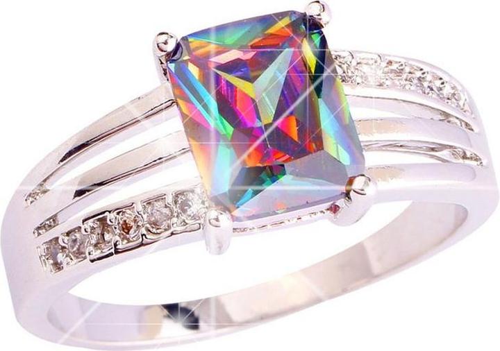 Produktbild Hermex versilberter Ring mit Regenbogen Topas - Gr. 53 / Size 6 (51, 925 Silber)