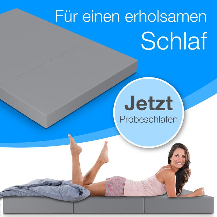 Image du produit Bestschlaf Klappmatratze, 3-teilige Faltmatratze, Reisebett, Gästematratze (120 x 195 cm, Noyau de mousse)
