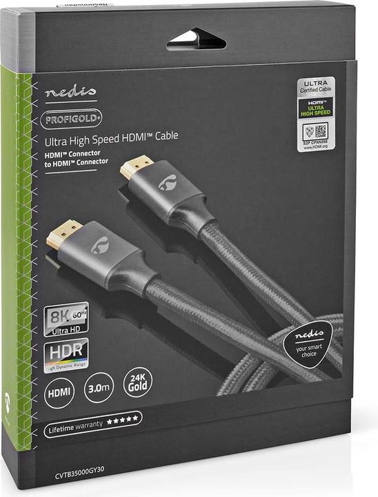 Immagine prodotto Nedis Cavo HDMI ™ ad altissima velocità | HDMI™ maschio | HDMI™ maschio | 8K@60Hz | 48 Gbps | 3,00 m (3 m, HDMI)