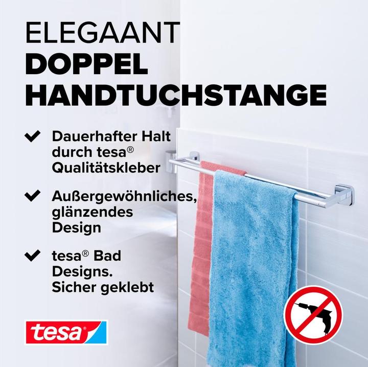 Produktbild tesa ELEGAANT Handtuchstange doppelt inkl. Klebelösung ohne Bohren
