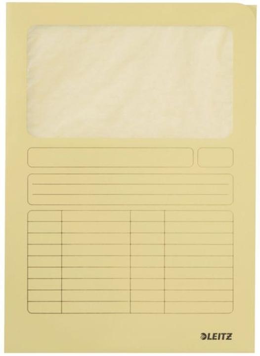 Produktbild Leitz Sichtmappe, DIN A4, Karton, mit Sichtfenster, gelb 160 g/qm, Oberteil mit beschriftbarem Druck (A4, 100 x)